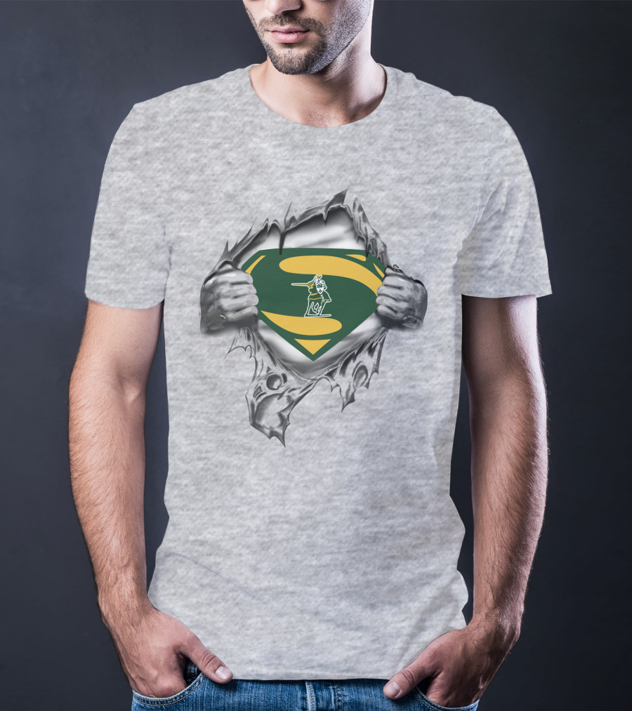 St Norbert Green Knights Superman Logo With Shield And Hands Ripping Effect T-Shirt