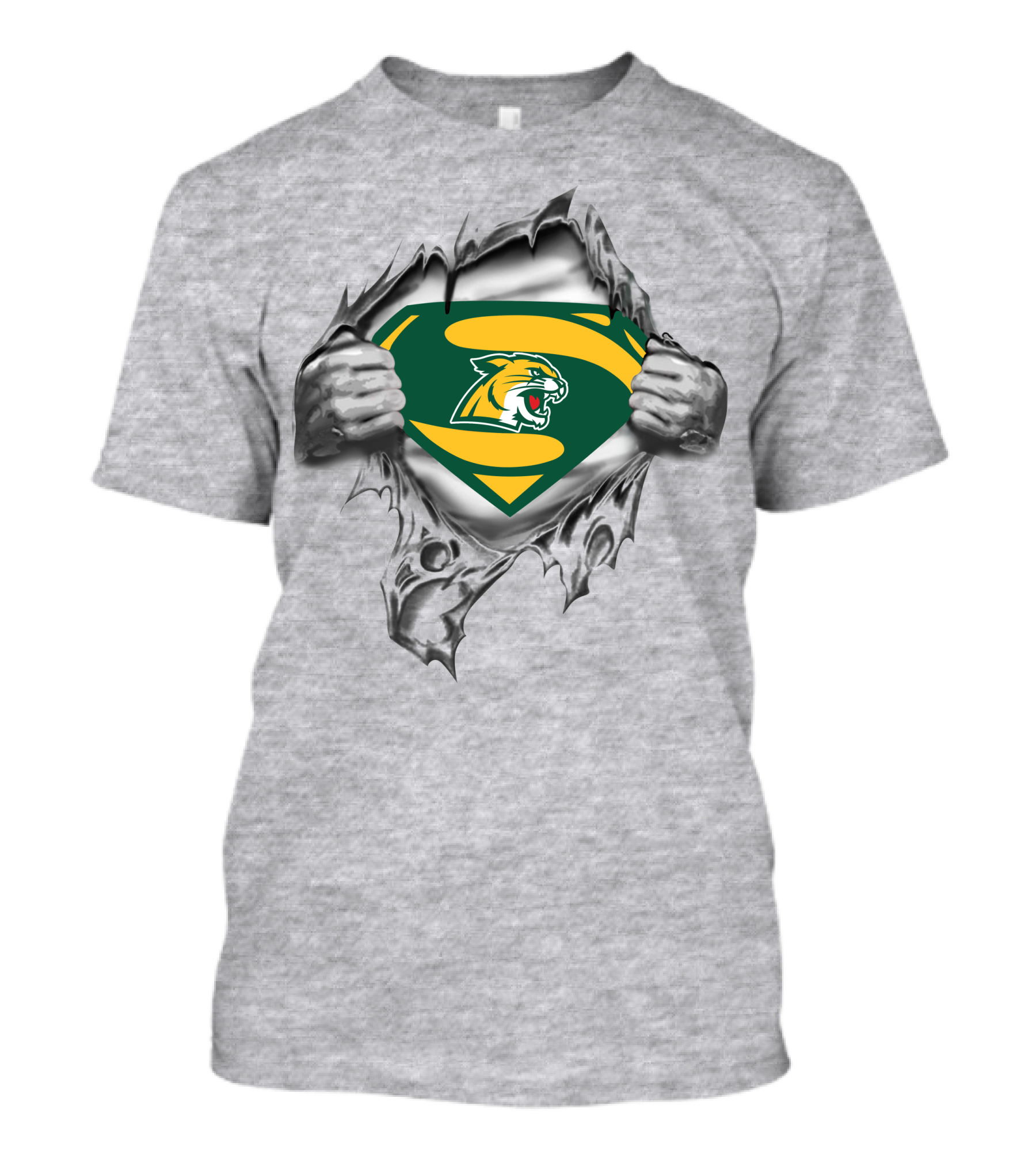 Northern Michigan Wildcats Superman Logo Rip 316 T-Shirt