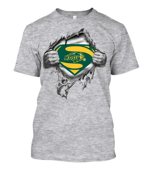 Ndsu Bison Superman Logo Torn Chest 275 North Dakota State T-Shirt