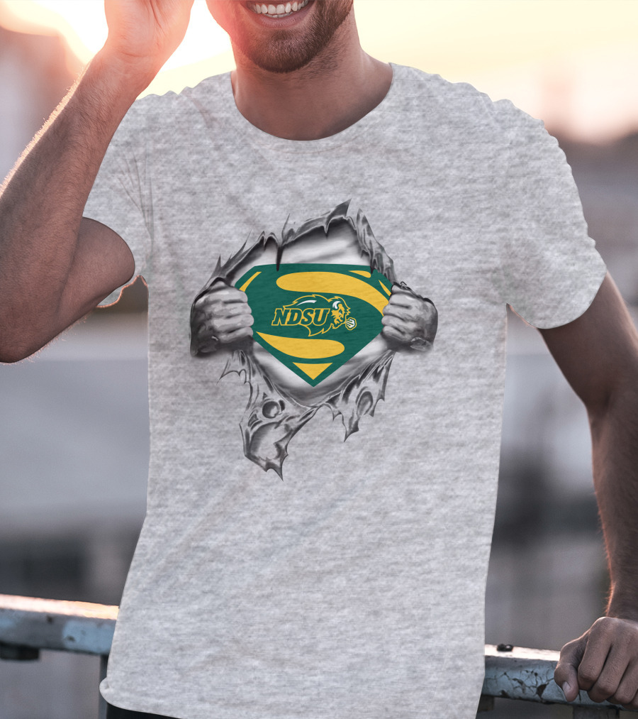 Ndsu Bison Superman Logo Torn Chest 275 North Dakota State T-Shirt