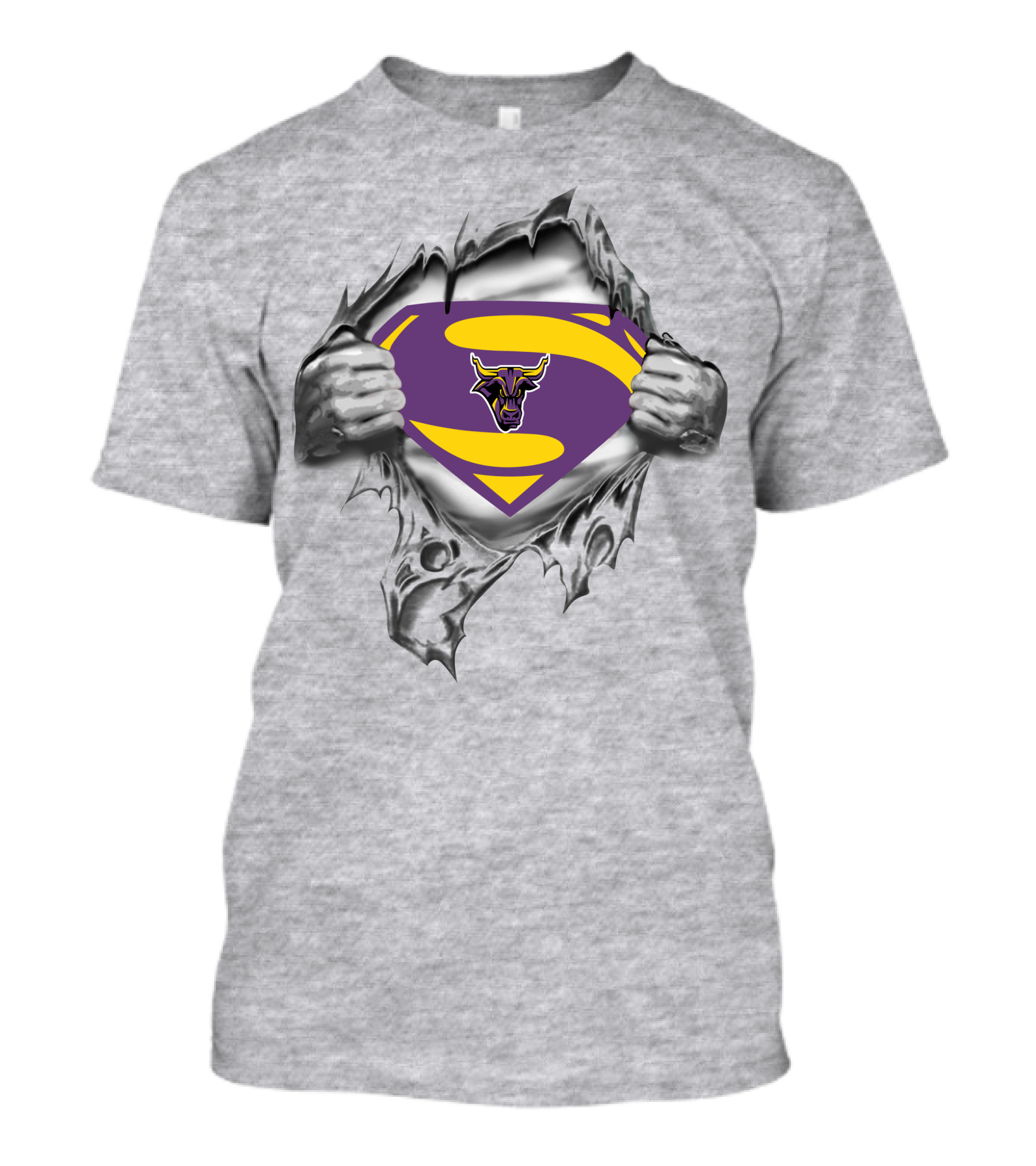 Mankato Mavericks Superman Logo Burst With Bull T-Shirt