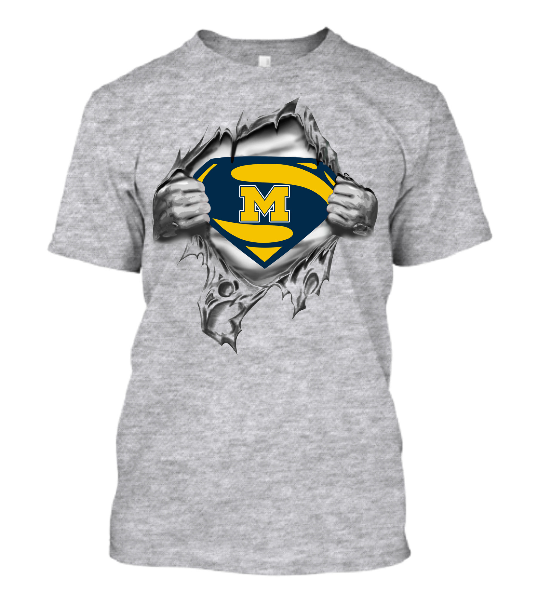 Michigan Wolverines Superman Logo Rip 250 T-Shirt