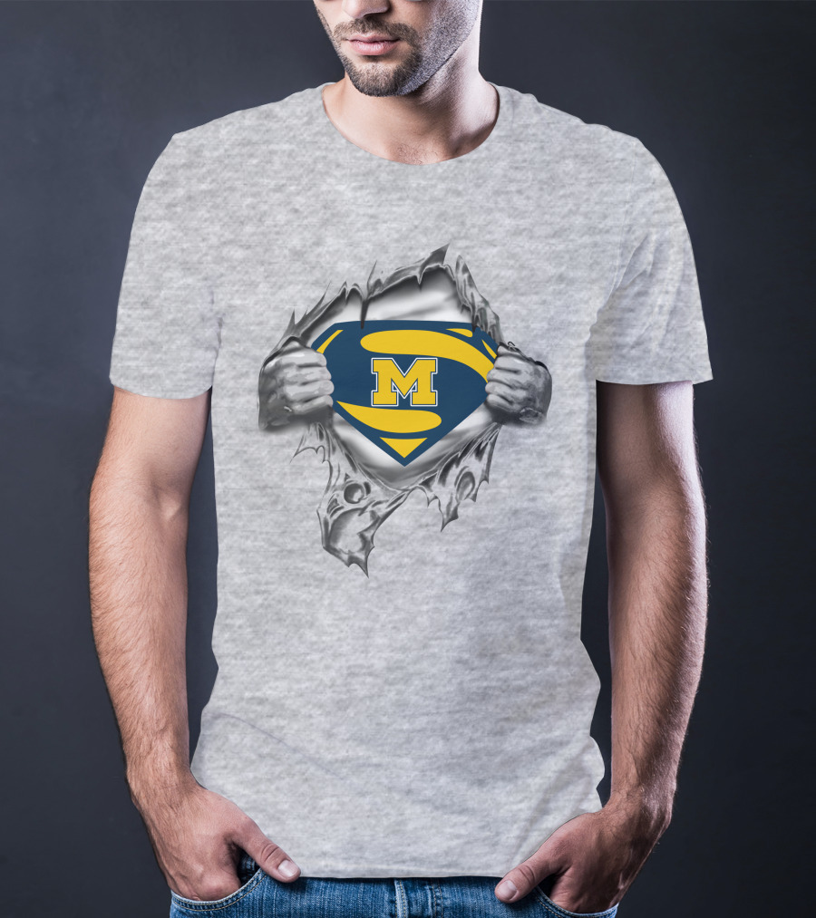 Michigan Wolverines Superman Logo Rip 250 T-Shirt