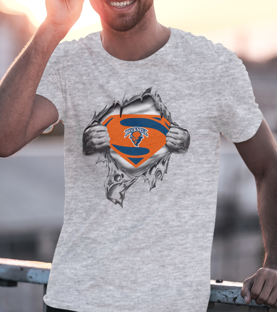 Bucknell Bison Superman Logo 196 Silver Hands Tearing T-Shirt