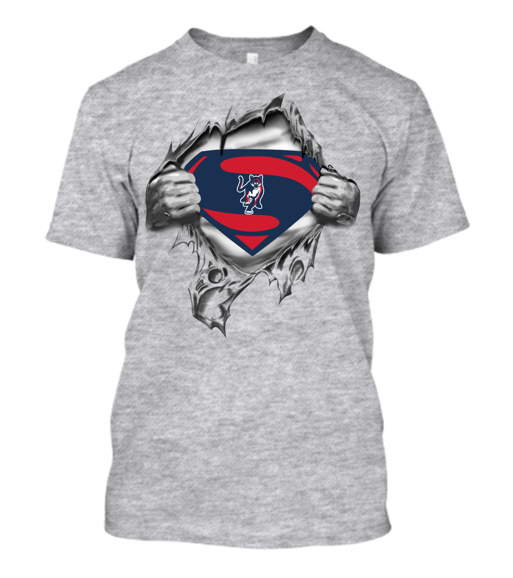 Columbus St Cougars Superman Logo Rip T-Shirt