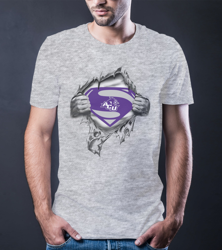 Acu Wildcats Superman Logo Fusion Abilene Christian Wildcats T-Shirt