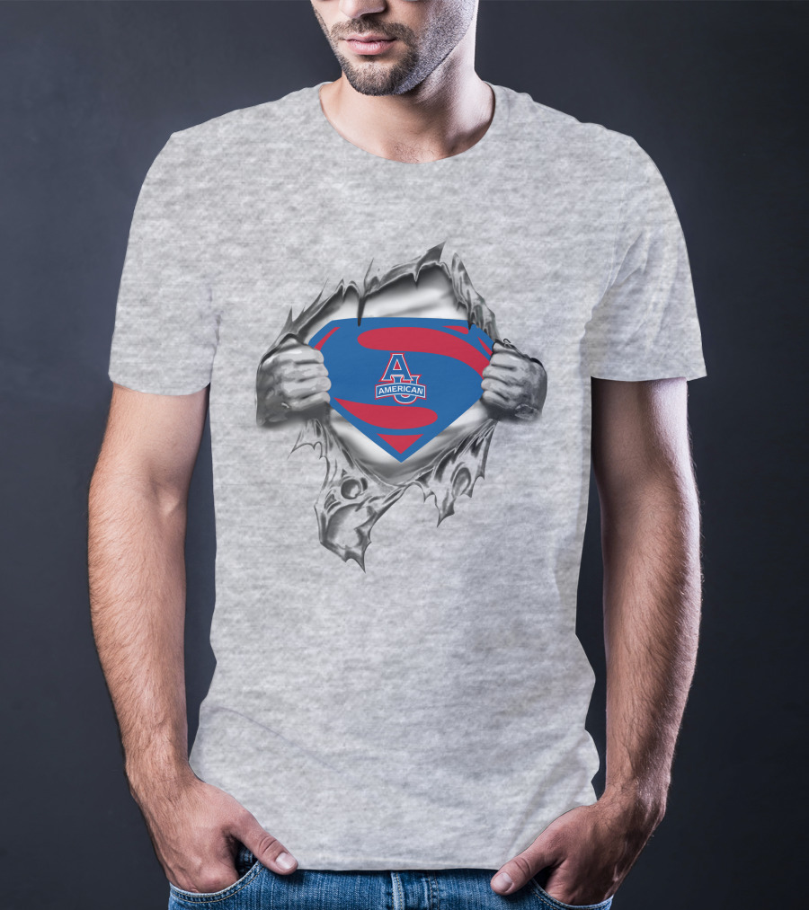 American University Superman Logo Tear Reveal T-Shirt