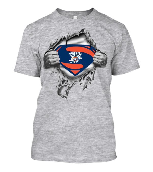 Oklahoma City Thunder Superman Logo Superhero Crossover T-Shirt