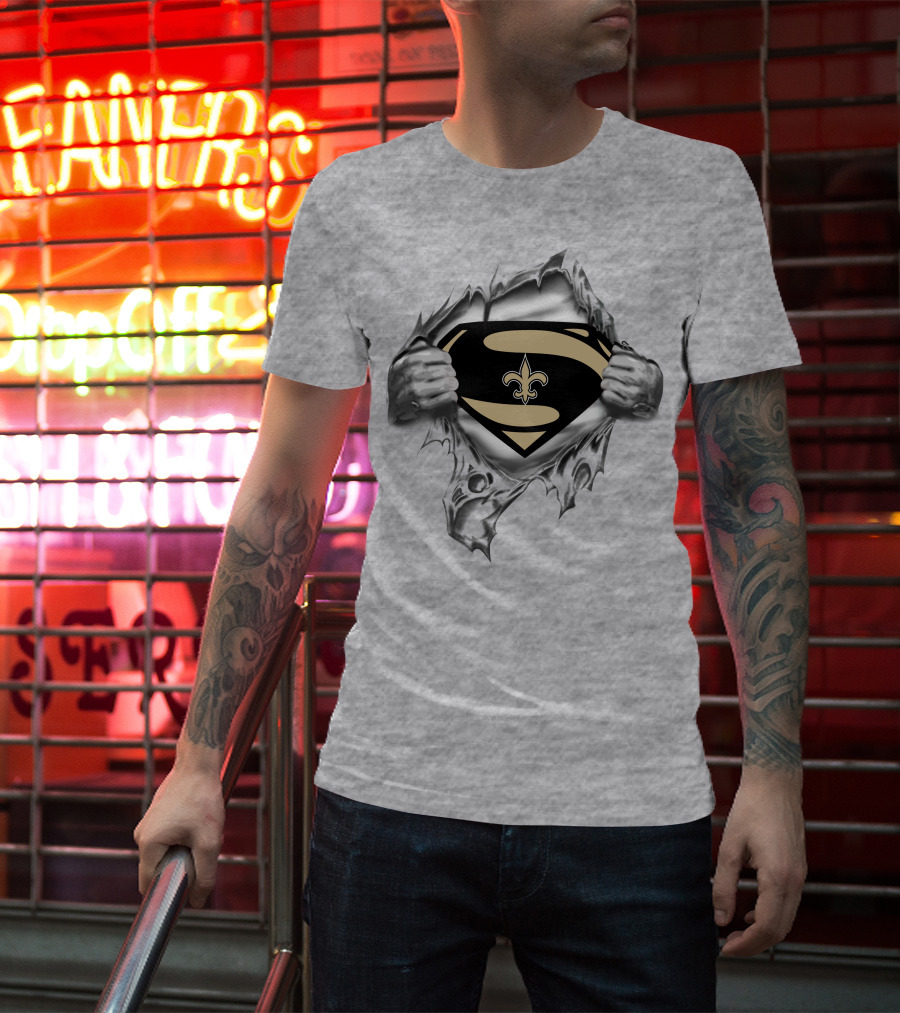 New Orleans Saints Logo Superman Shield Fleur-De-Lis T-Shirt