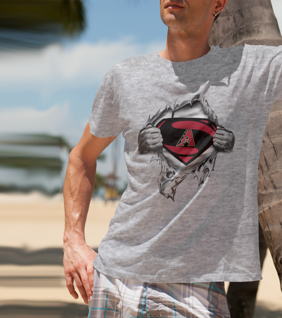 Arizona Diamondbacks Superman Logo Emblem Torn T-Shirt