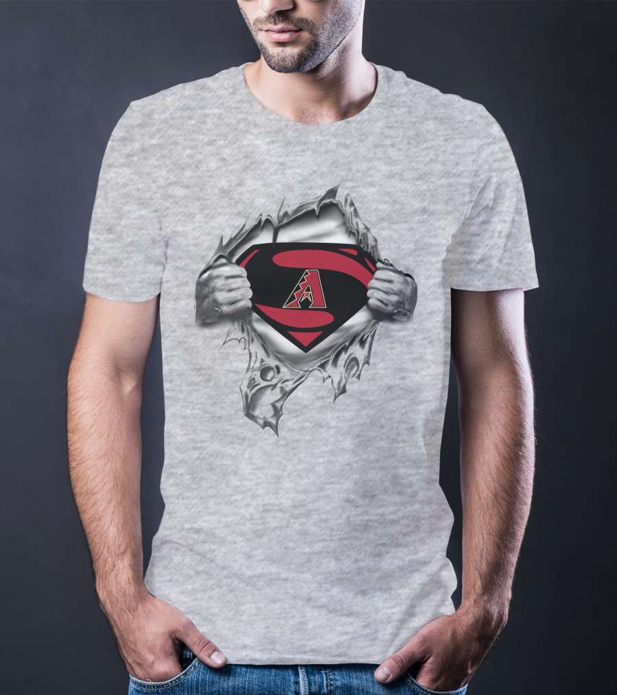 Arizona Diamondbacks Superman Logo Emblem Torn T-Shirt