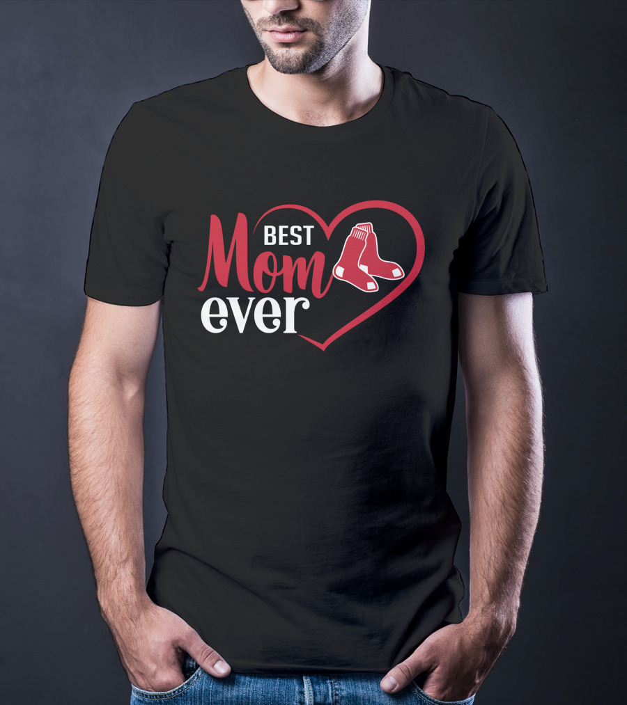Boston Red Sox Best Mom Ever Heart With Socks T-Shirt