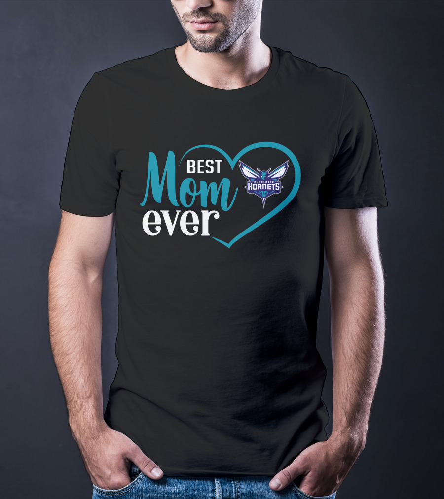 Charlotte Hornets Best Mom Ever Heart T-Shirt