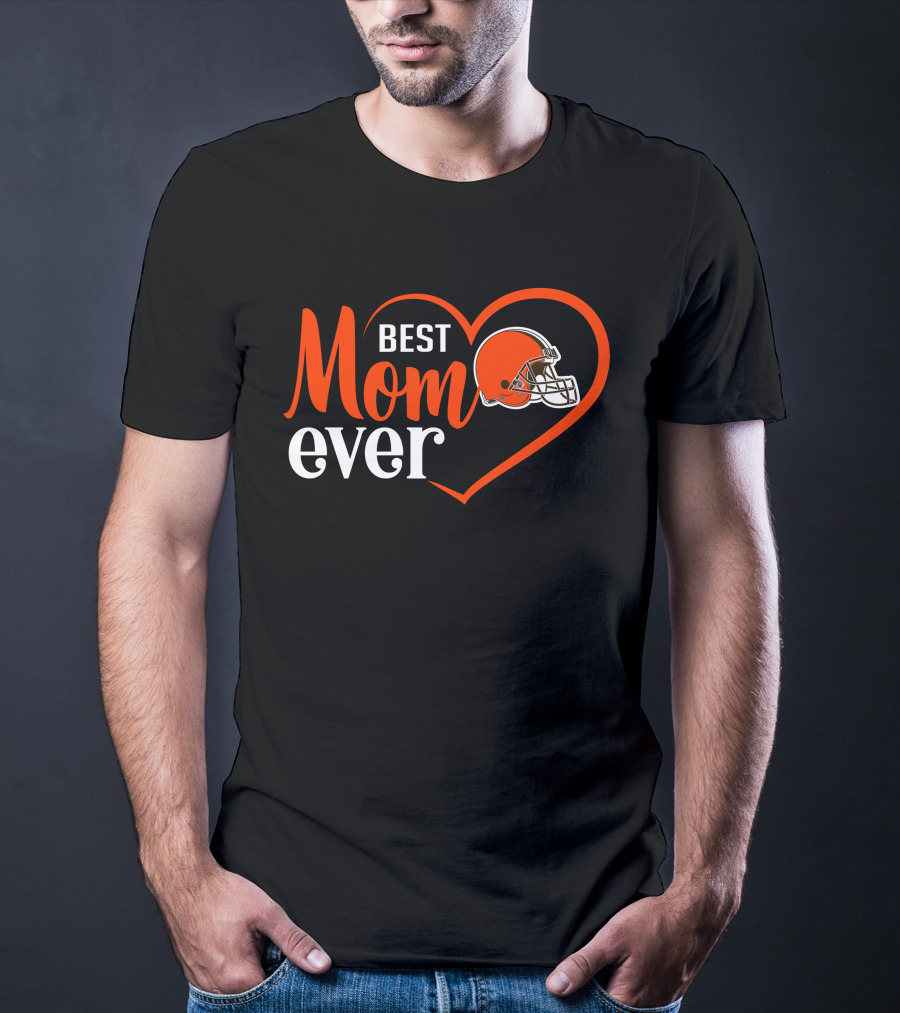 Cleveland Browns Best Mom Ever Heart Helmet T-Shirt