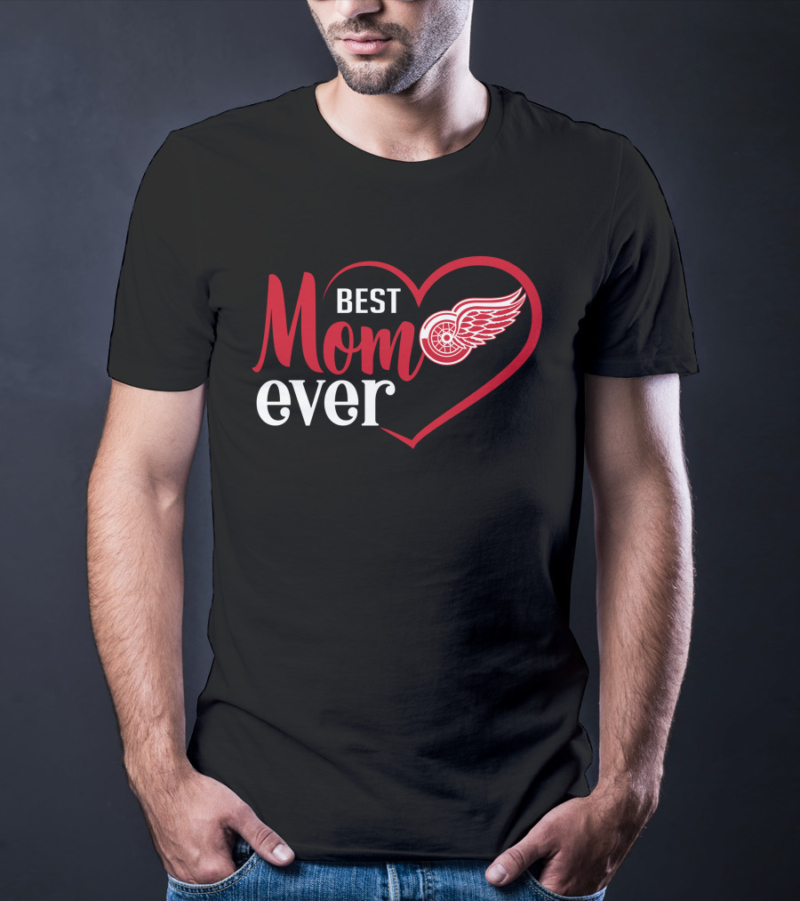 Detroit Red Wings Best Mom Ever Heart T-Shirt