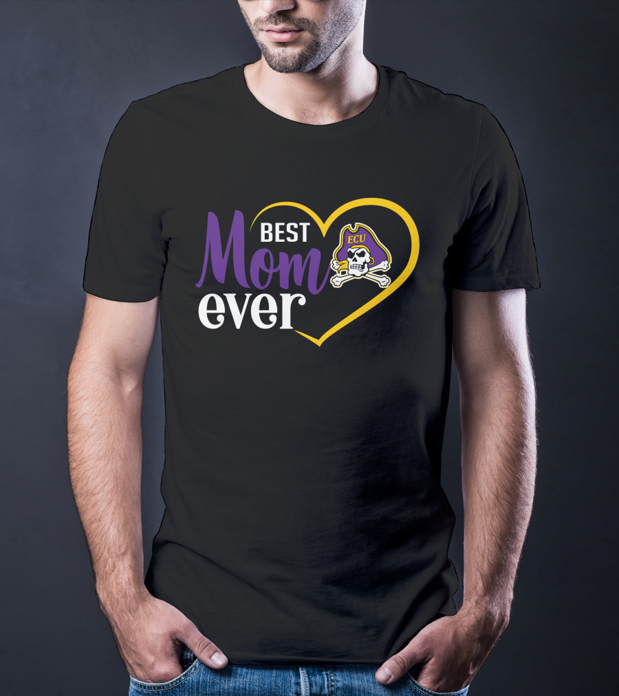 East Carolina Pirates Ecu Best Mom Ever Heart And Skull T-Shirt