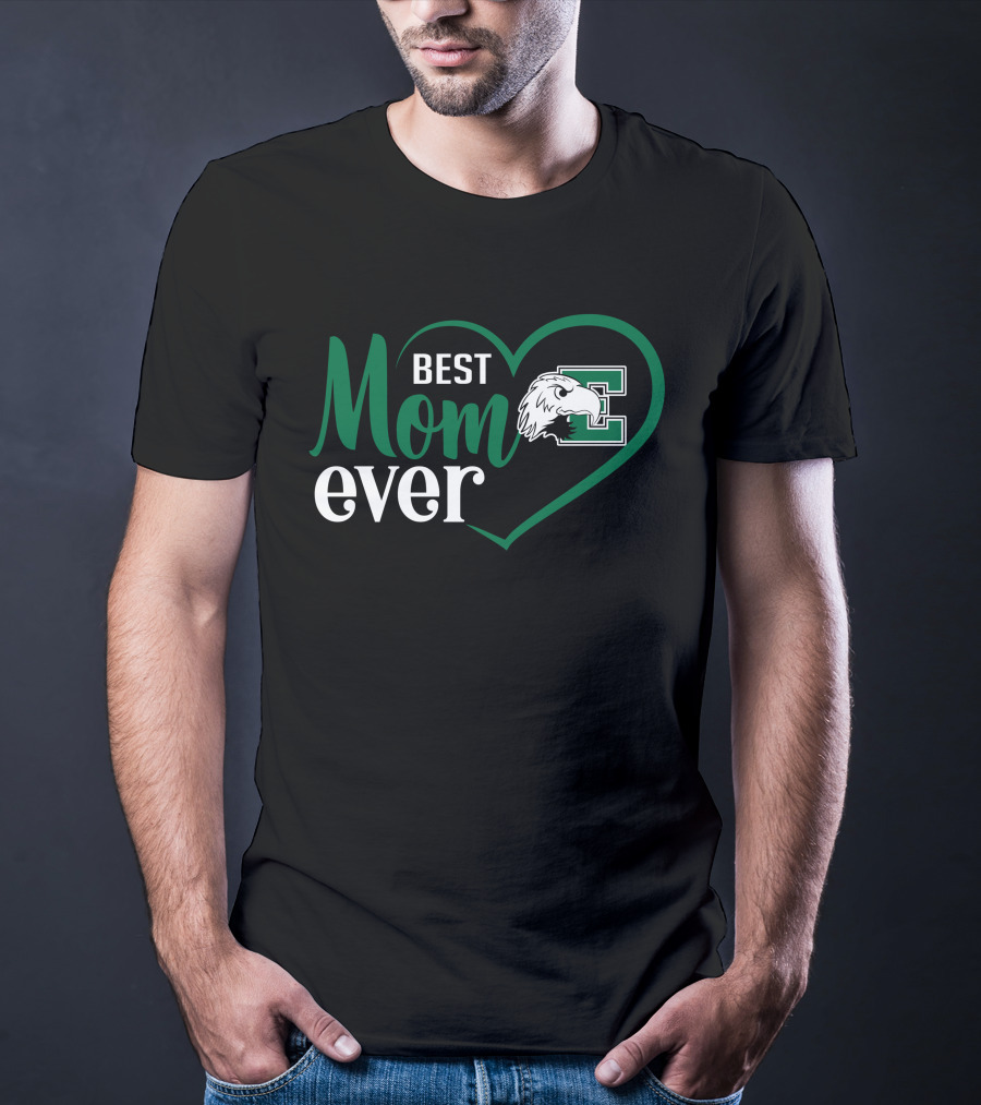 Eastern Michigan Eagles Best Mom Ever Heart Design With E Logo And Eagle T-Shirt