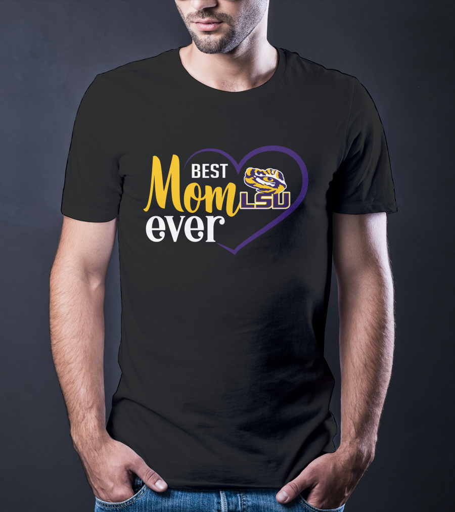 Best Mom Ever Lsu Tigers Logo Heart T-Shirt