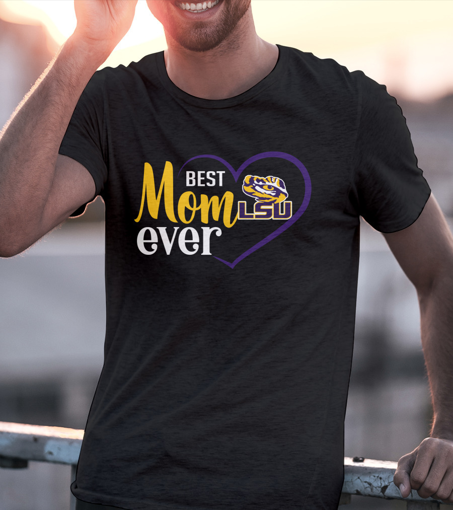 Best Mom Ever Lsu Tigers Logo Heart T-Shirt