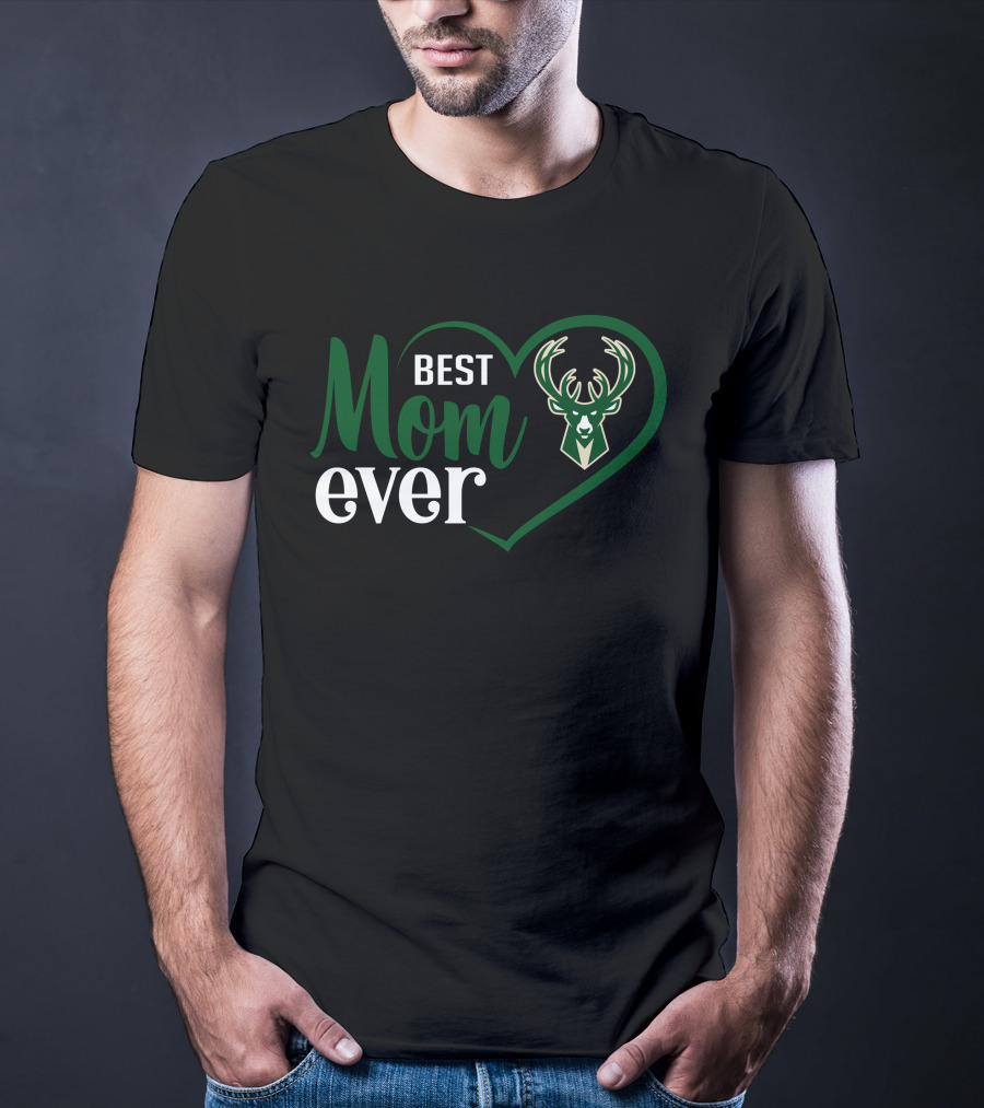 Milwaukee Bucks Best Mom Ever Heart T-Shirt