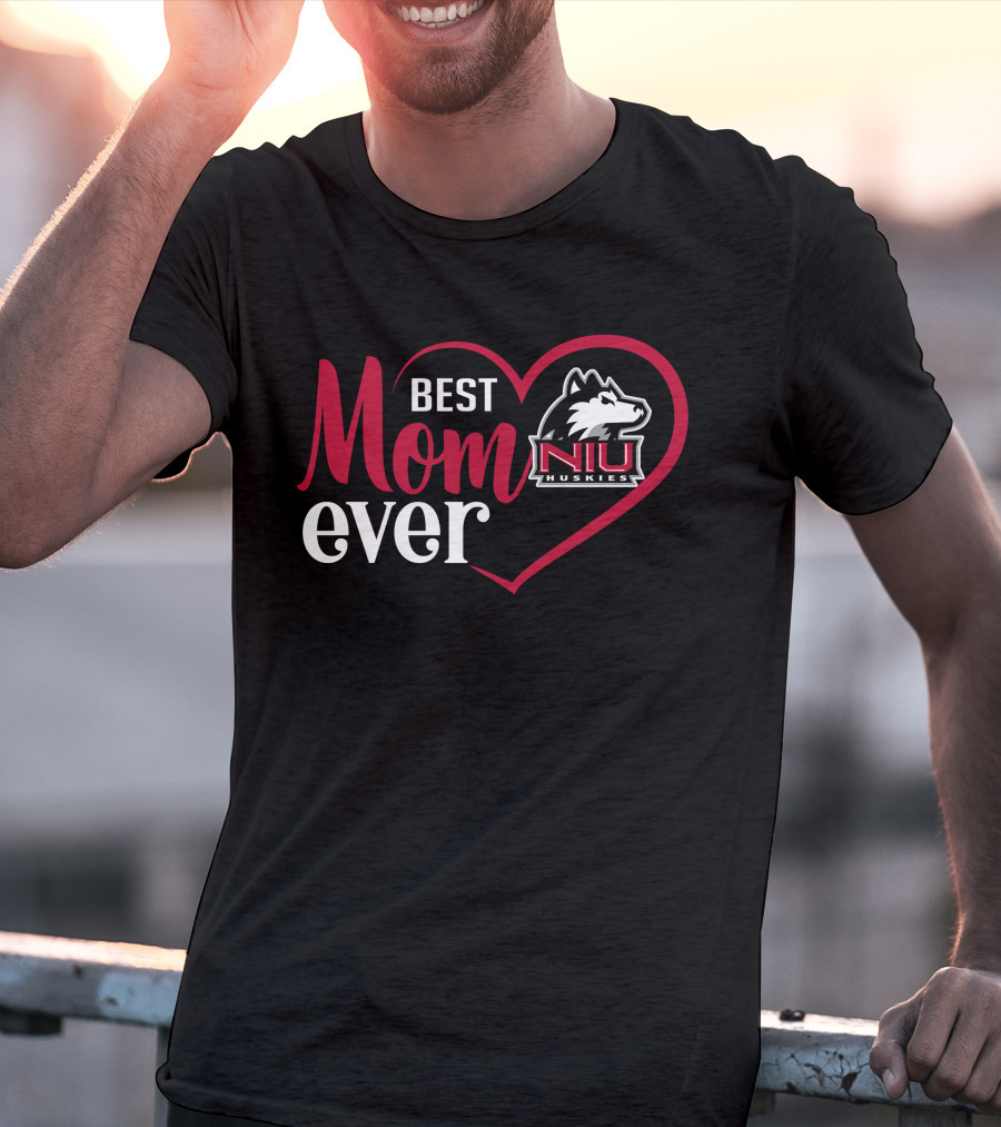 Best Mom Ever Niu Huskies Heart T-Shirt