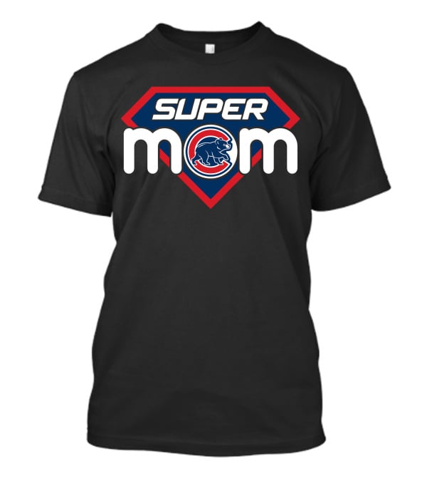 Super Mom Chicago Cubs Baseball Blue Red Shield Retro Elephant T-Shirt