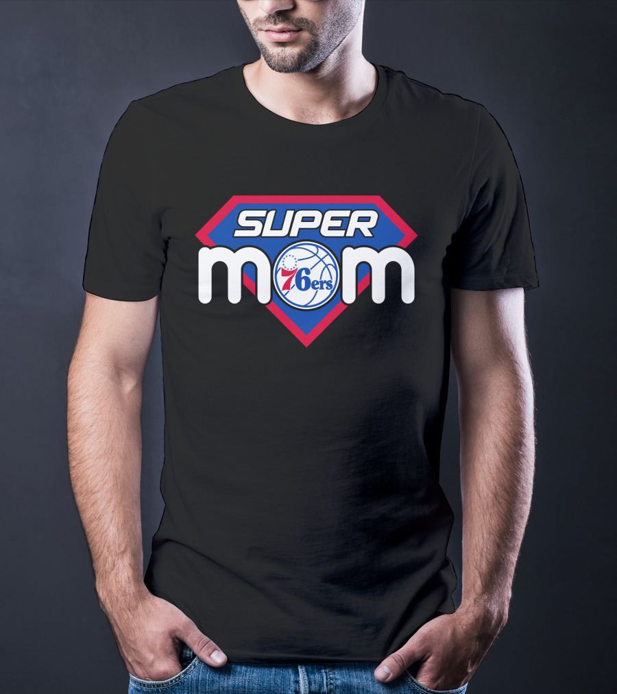 Super Mom 76ers Basketball Team Logo Style T-Shirt