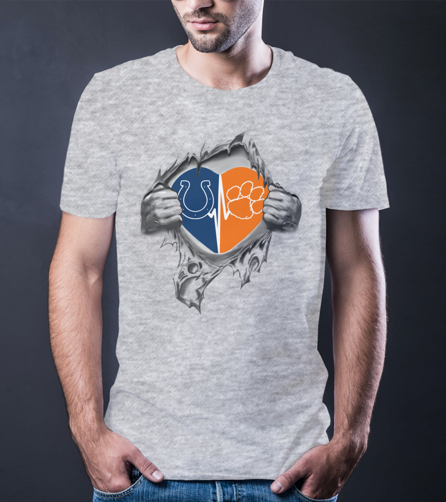 Colts Clemson Tigers Heartbeat Connection T-Shirt
