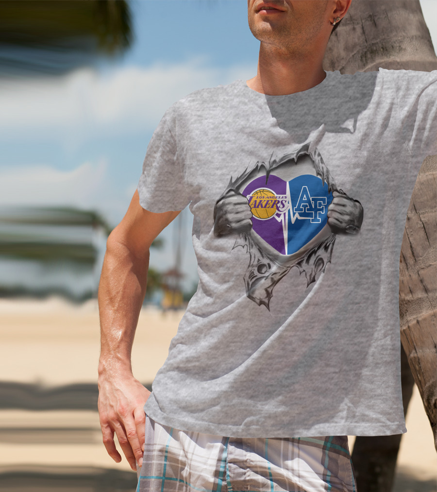 Los Angeles Lakers Air Force Falcons Heart Torn Open T-Shirt