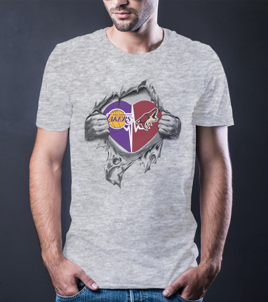 Lakers Arizona Coyotes Heartbeat Tear T-Shirt