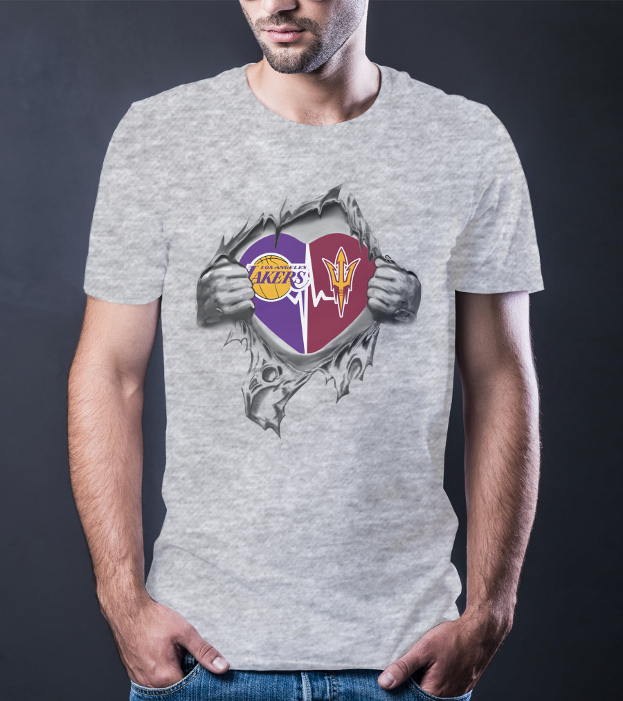 Los Angeles Lakers Arizona State Sun Devils Heart Logo Combination T-Shirt