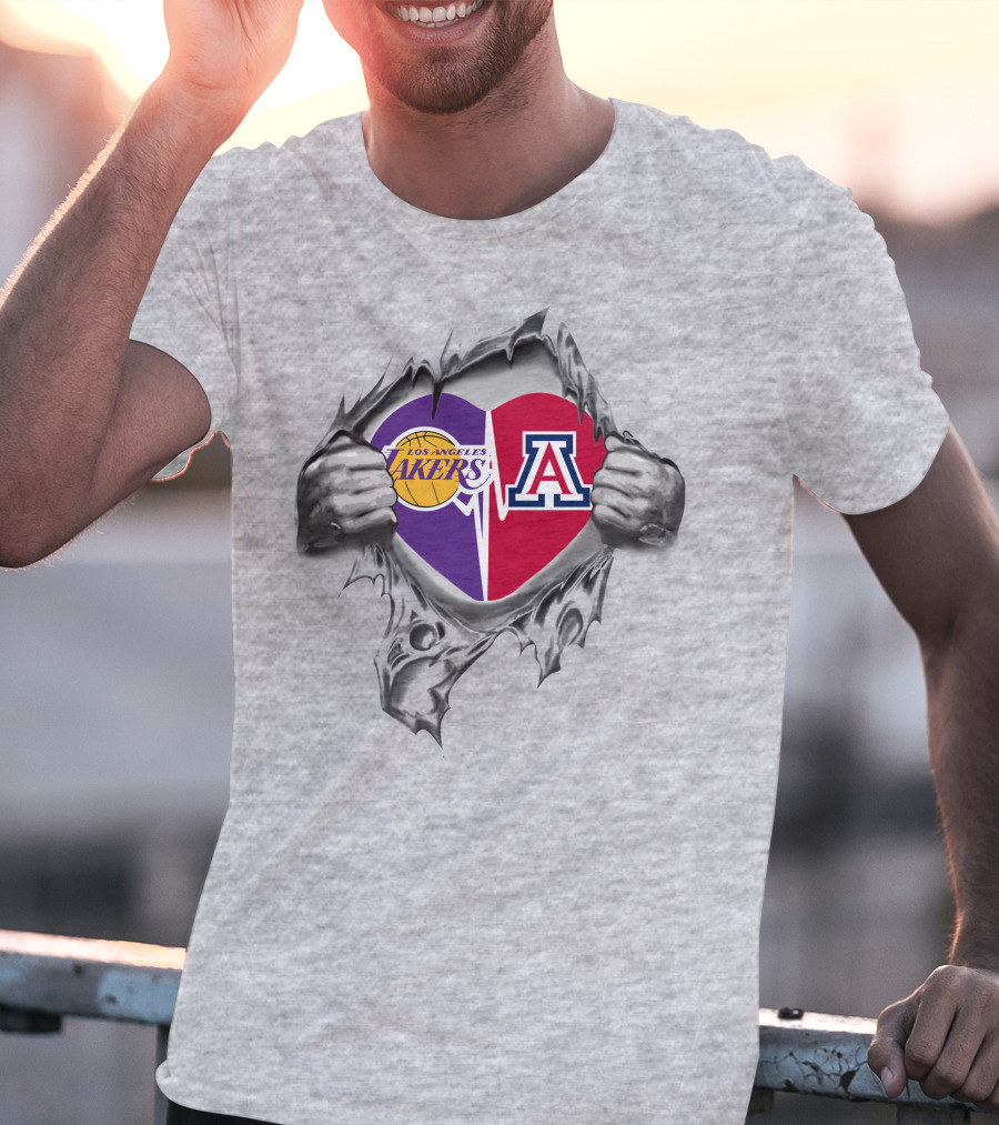 Los Angeles Lakers Arizona Wildcats Heart Fusion T-Shirt