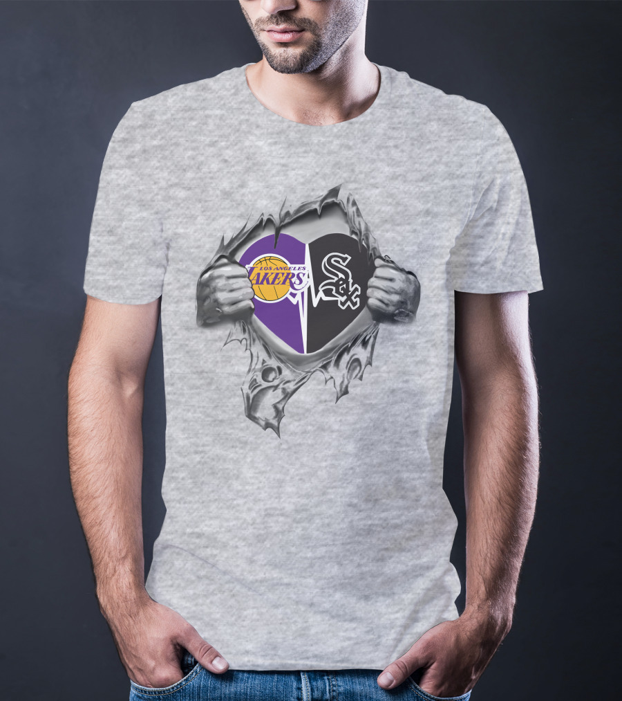 Los Angeles Lakers Chicago White Sox Heart Torn Inside T-Shirt
