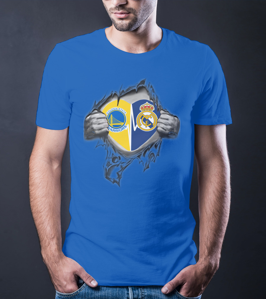 Golden State Warriors Real Madrid Dual Loyalty Emblem In My Heart T-Shirt