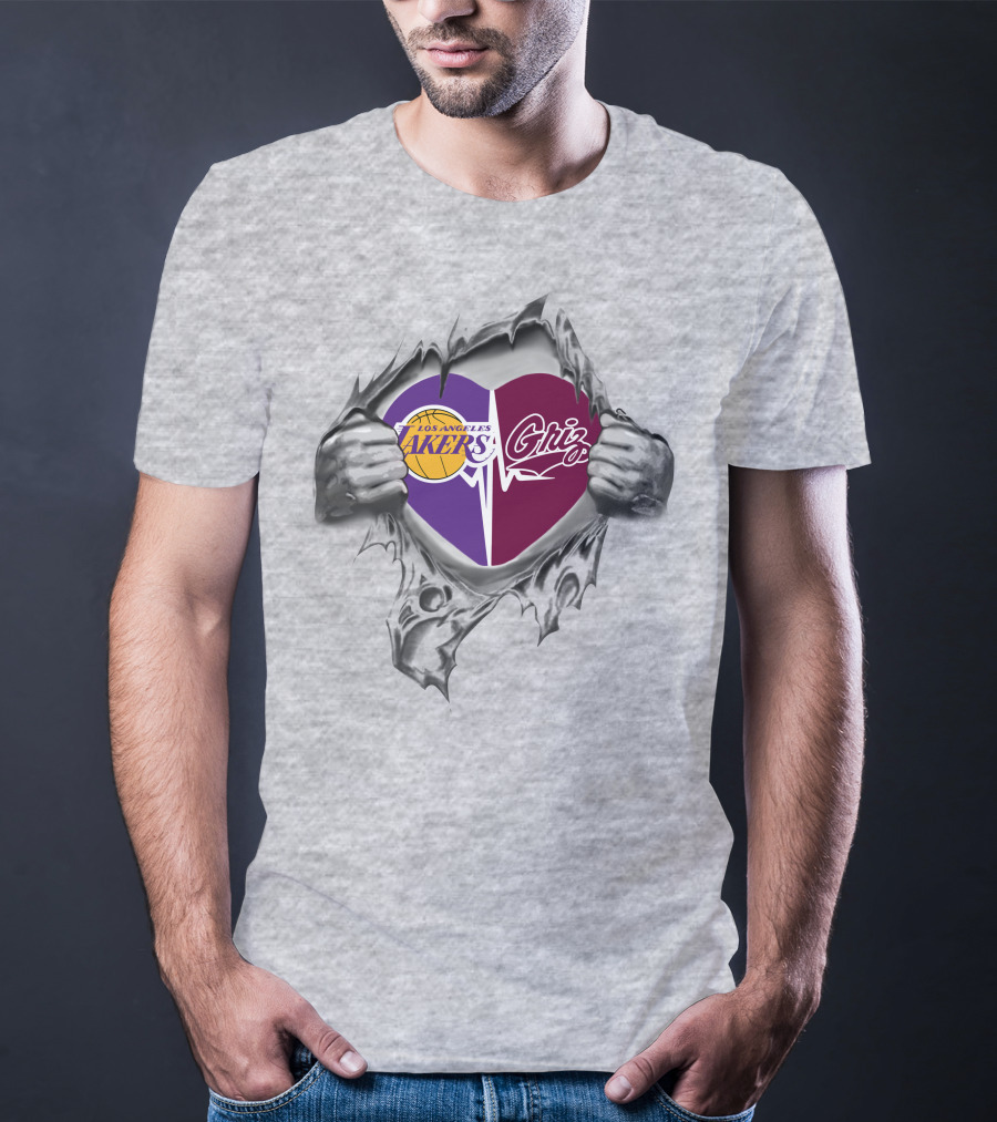 Los Angeles Lakers Montana Grizzlies Heart T-Shirt