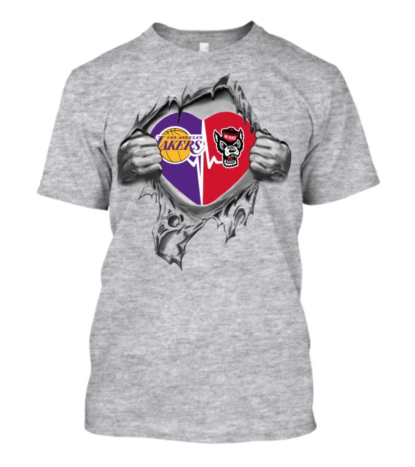 Los Angeles Lakers Nc State Wolfpack Heart T-Shirt