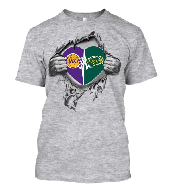 Lakers Ndsu Bison Heart Tearing T-Shirt