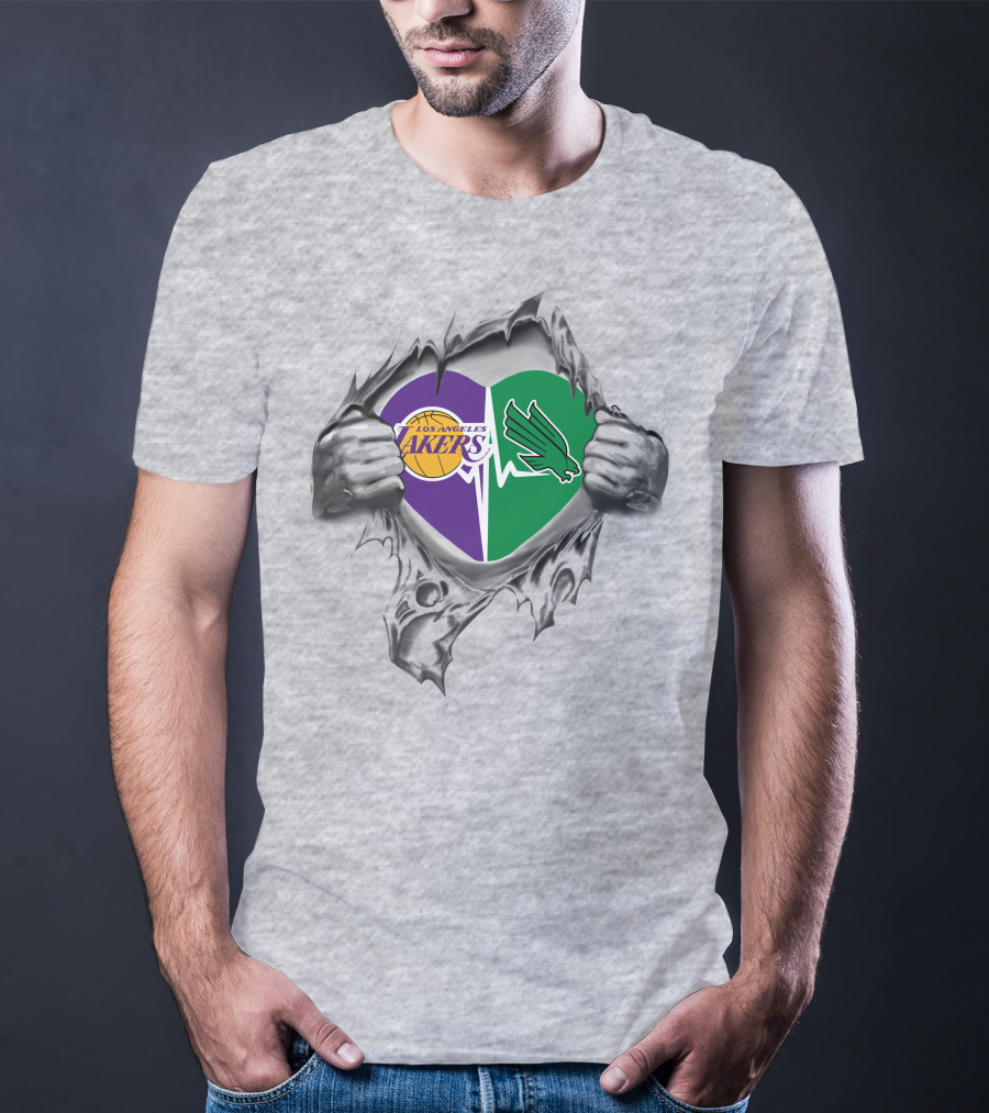 Lakers North Texas Mean Green Heart Tear T-Shirt