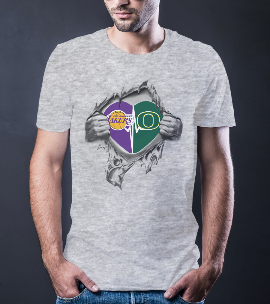 Los Angeles Lakers Oregon Ducks Heartbeat Passion T-Shirt