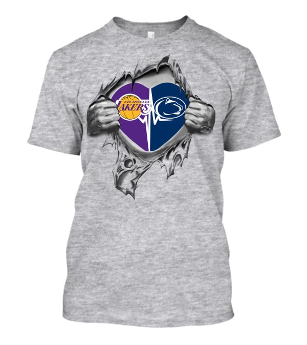 Los Angeles Lakers Penn State Nittany Lions Heart Logo Fusion T-Shirt