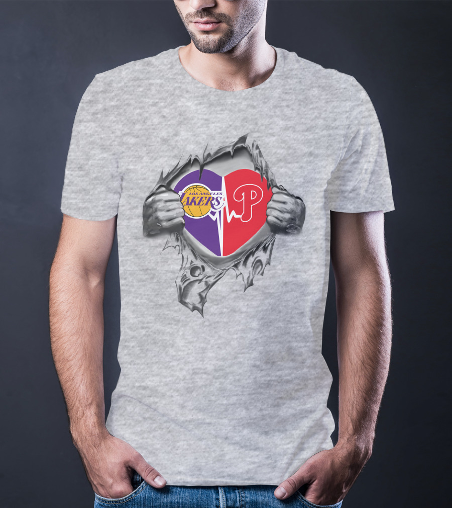 Los Angeles Lakers Philadelphia Phillies Heartbeat Passion T-Shirt