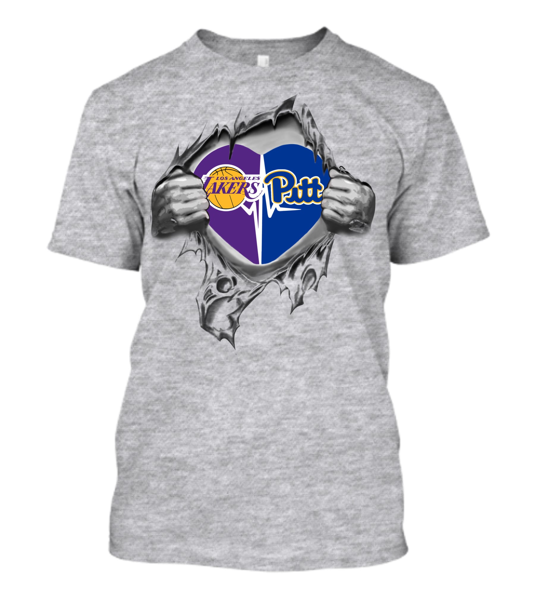 Los Angeles Lakers Pittsburgh Panthers Heart T-Shirt