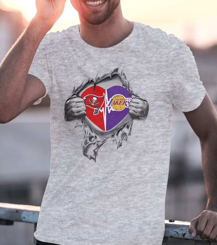 Lakers Tampa Bay Buccaneers Heartbeat Passion Fan Love T-Shirt