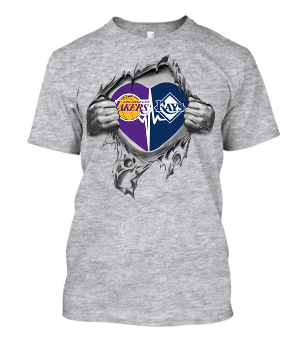 Los Angeles Lakers Tampa Bay Rays Heart Dual T-Shirt