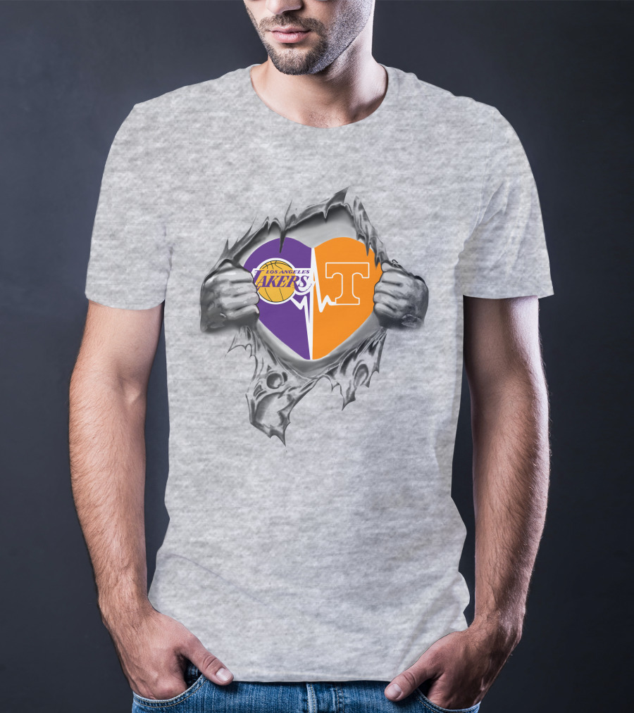 Los Angeles Lakers Tennessee Volunteers Heartbeat Loyalty T-Shirt
