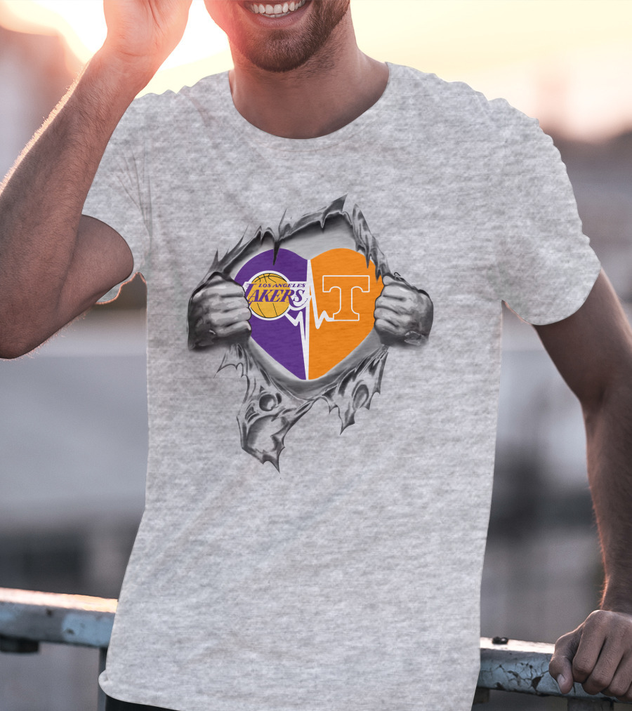 Los Angeles Lakers Tennessee Volunteers Heartbeat Loyalty T-Shirt