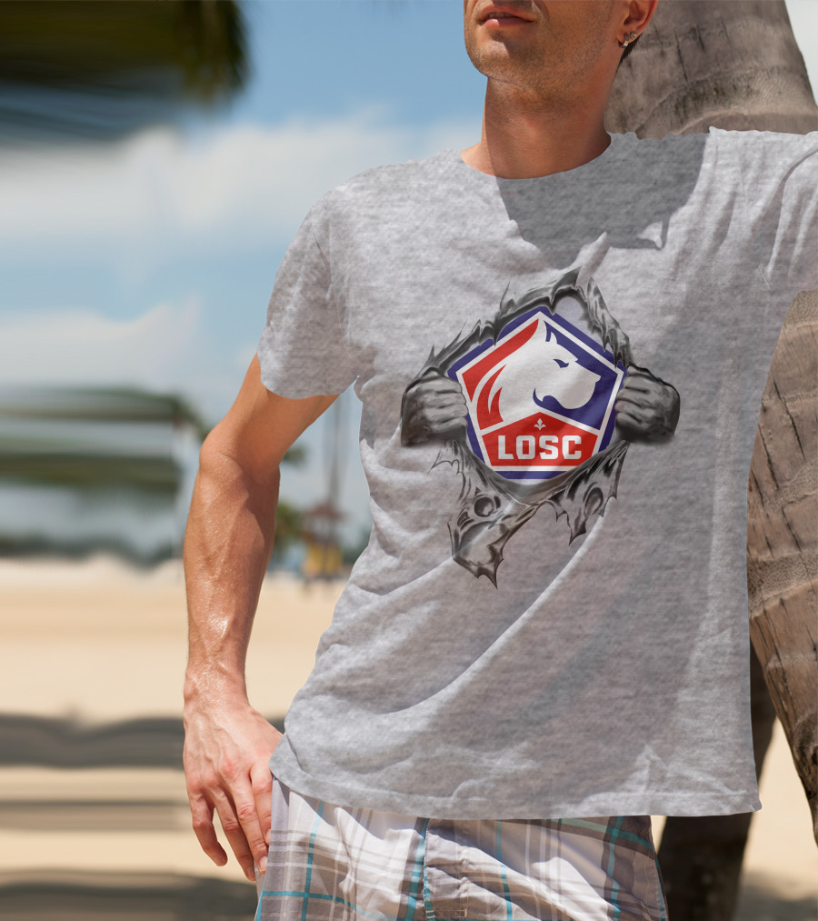 Losc Lille Super Fan 279 Iconic Emblem Ripped T-Shirt