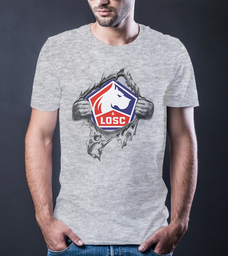 Losc Lille Super Fan 279 Iconic Emblem Ripped T-Shirt