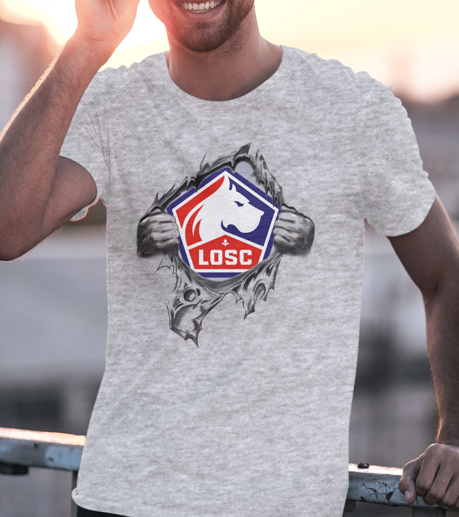 Losc Lille Super Fan 279 Iconic Emblem Ripped T-Shirt