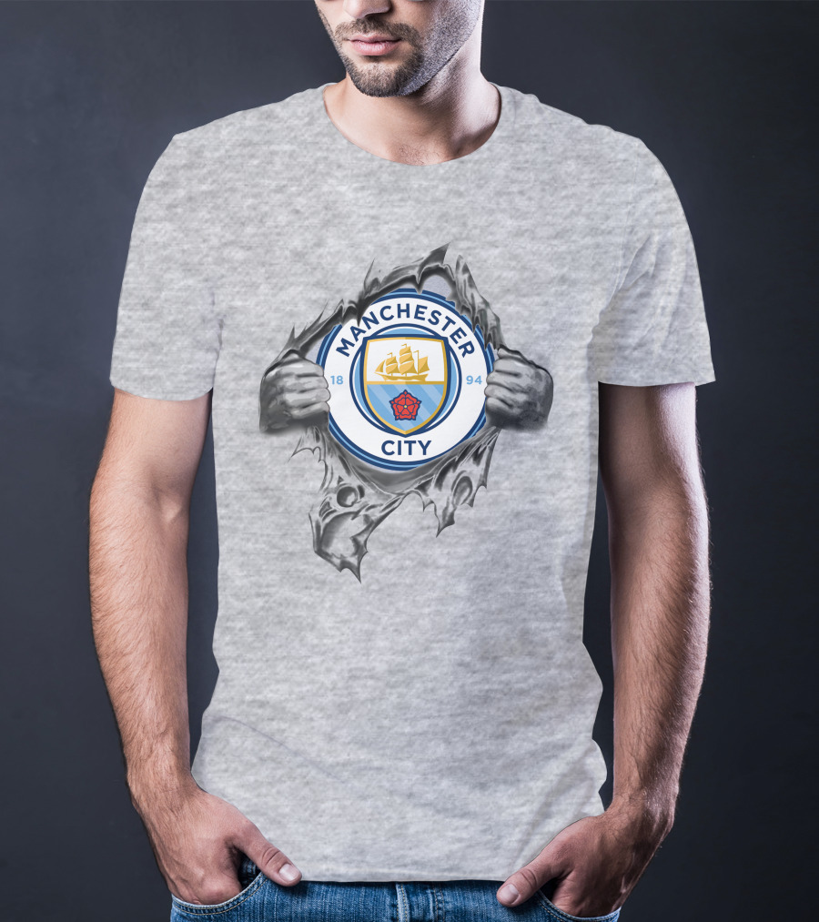 Manchester City Super Fan Crest Tear Revealed T-Shirt